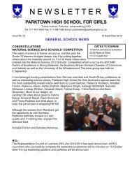 GENERAL SCHOOL NEWS - Parktown High School for Girls