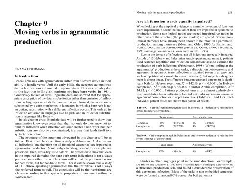 Chapter 9 Moving verbs in agrammatic production