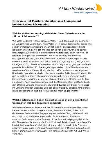 Interview mit Moritz Krebs Ã¼ber sein Engagement bei der Aktion ...