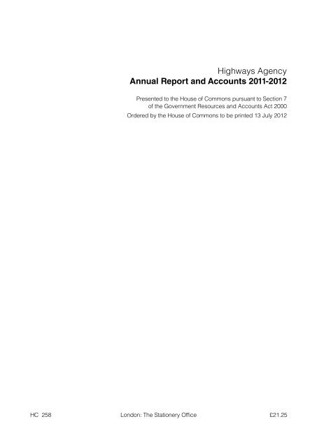 Highways Agency Annual Report and Accounts 2011-2012