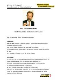 Prof. Dr. Norbert Walter Chefvolkswirt der Deutsche Bank Gruppe