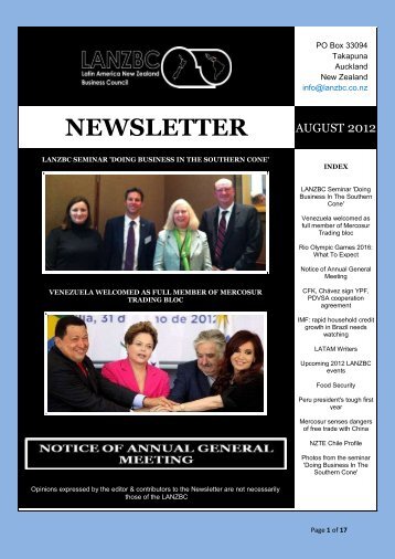 NEWSLETTER - Latin American New Zealand Business Council