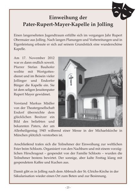 Programmheft "Pfarrer von Ars" 2013 - Theatergesellschaft Bad ...