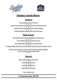 Sunday Lunch Menu Starters