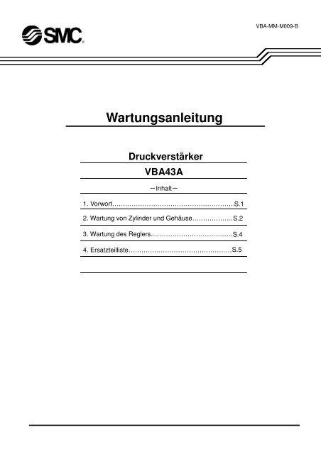 Wartungsanleitung Druckverstärker VBA43A - SMC