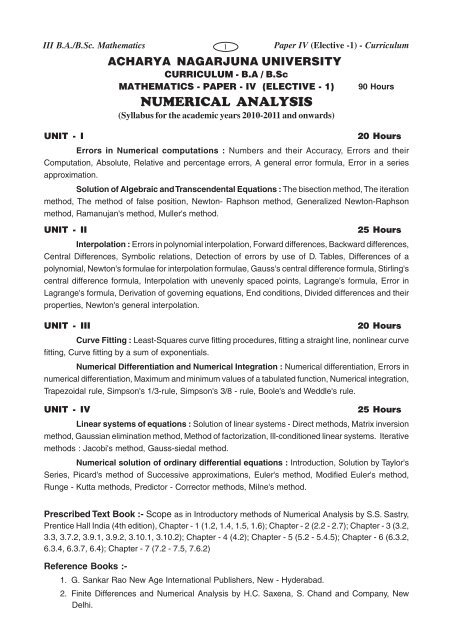 paper - iv - Acharya Nagarjuna University