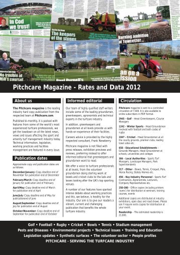 Pitchcare Magazine - Rates and Data 2012