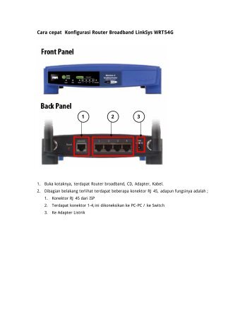 Cara cepat Konfigurasi Router Broadband LinkSys WRT54G 1 2 3