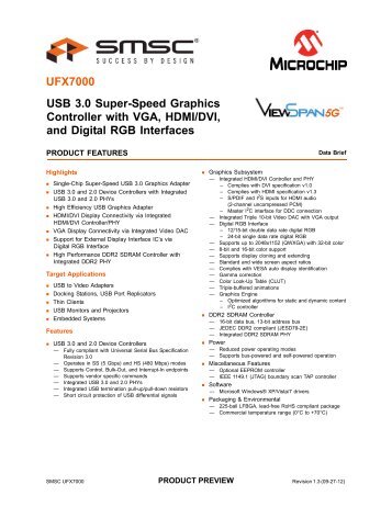 UFX7000 USB 3.0 Super-Speed Graphics Controller with VGA - SMsC