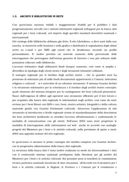 Allegato - Centro Risorse Beni Culturali - Fondazione Fitzcarraldo