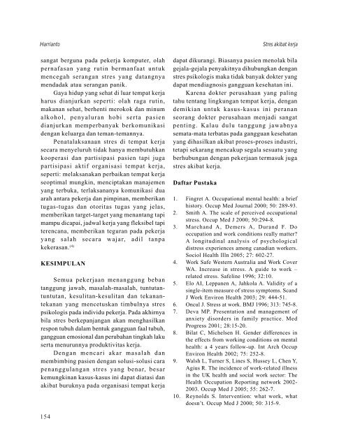 Stres akibat kerja dan penatalaksanaannya - Universa Medicina