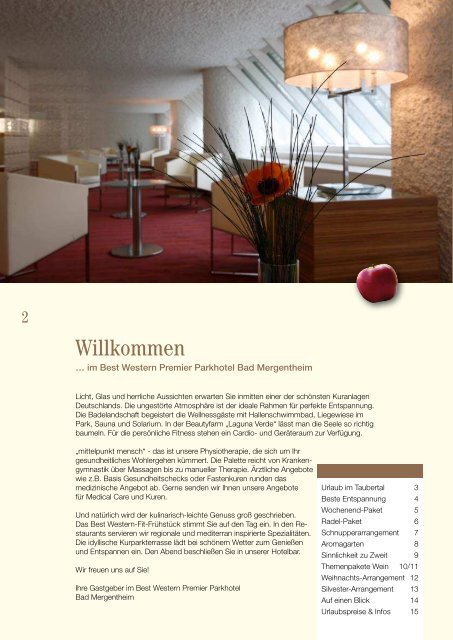 Arrangements BW Premier Parkhotel Mergentheim