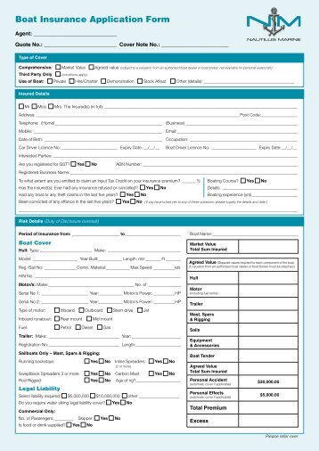 Boat Insurance Application Form