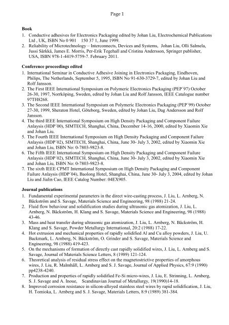 Page 1 Book 1. Conductive adhesives for Electronics Packaging ...