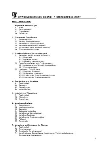 Strassenreglement - Gemeinde Sissach