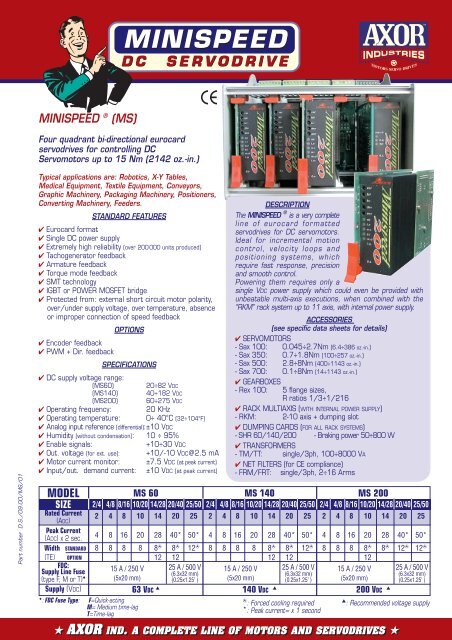 minispeed (Page 1) - Motor Technology Ltd