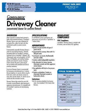 Driveway Cleaner - PROSOCO, Inc.