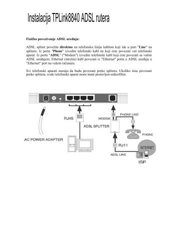 Instalacija TPLink8840 ADSL rutera - VeratNet