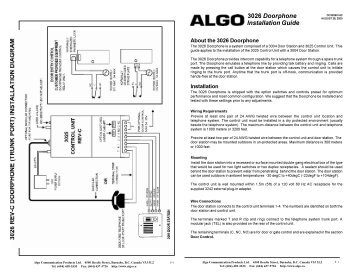 3026 Doorphone Installation Guide - Algo Communication Products
