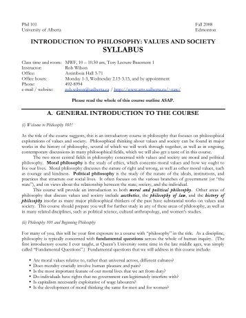 introduction to philosophy: values and society syllabus