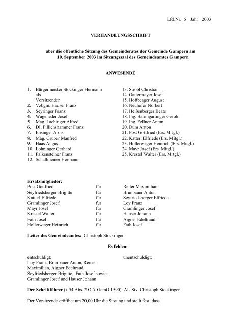 Sitzung vom 10. September 2003 - .PDF - Gampern