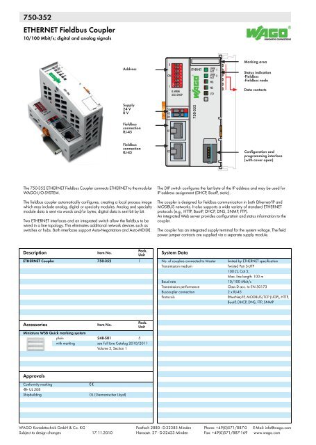 750-352; ETHERNET Fieldbus Coupler - WAGO