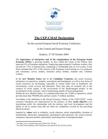 The CEP-CMAF Declaration - Social Economy Europe