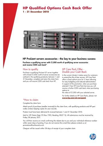 HP Qualified Options Cash Back Offer - HP - United Kingdom