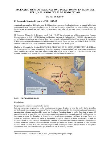 escenario sismico regional onu-indeci 1992-95, en el sw del peru, y ...