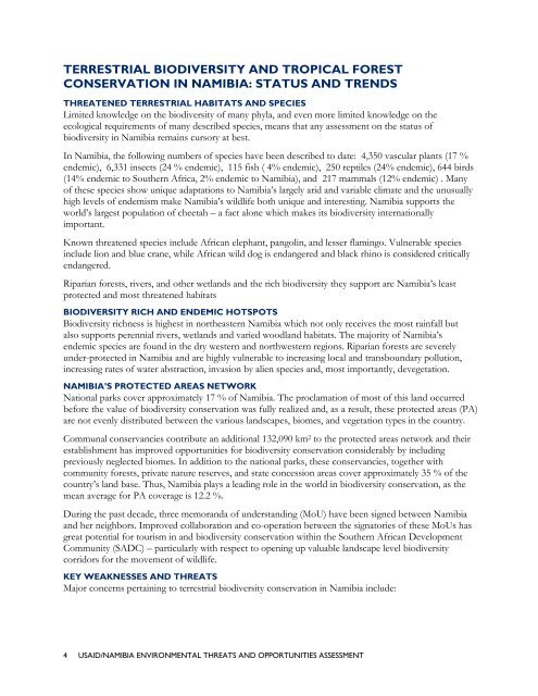 usaid/nambia environmental threats and opportunities assessment