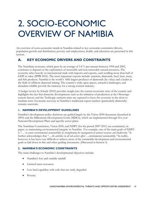 usaid/nambia environmental threats and opportunities assessment