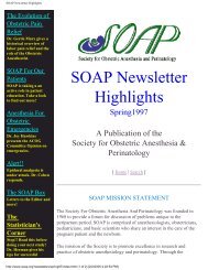 SOAP Newsletter Highlights - Society for Obstetric Anesthesia and ...