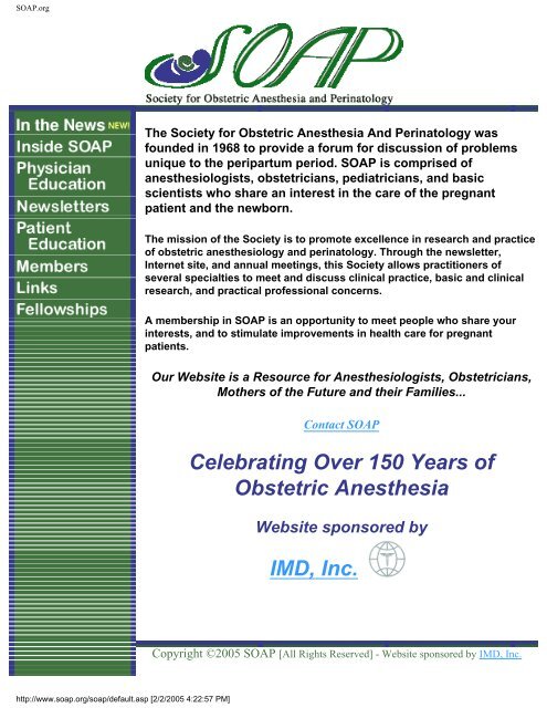 SOAP Newsletter Highlights - Society for Obstetric Anesthesia and ...