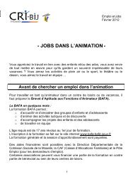 JOBS DANS L'ANIMATION - CRI-Bij