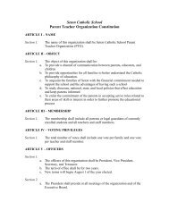 Seton Catholic School Parent Teacher Organization Constitution