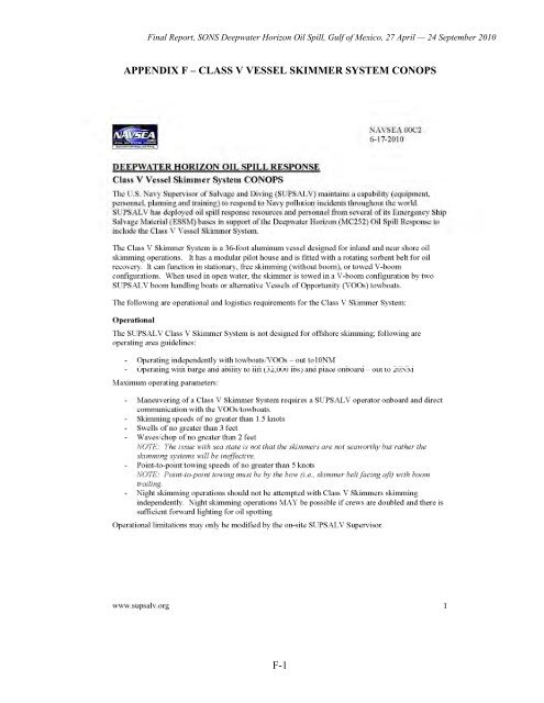 U.S. NAVY SALVAGE REPORT DEEPWATER HORIZON ... - ESSM