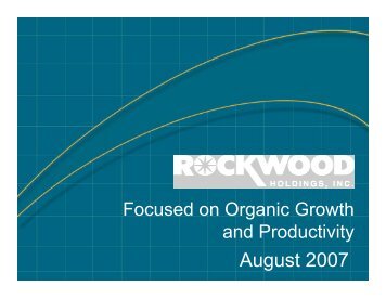 Investor Presentation, August 2007 - Rockwood Holdings, Inc.