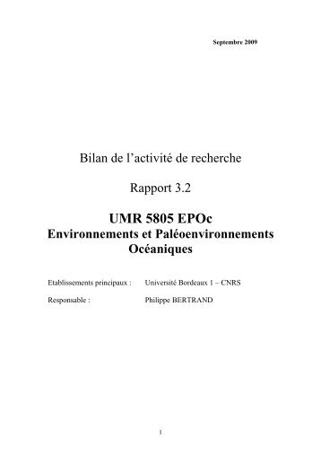 UMR 5805 EPOc - Environnements et palÃ©oenvironnements ...