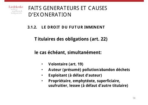 Obligations de gestion de sols polluÃ©s - Union Wallonne des ...