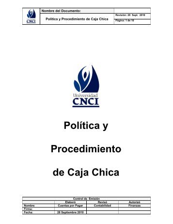 Política y Procedimiento de Caja Chica