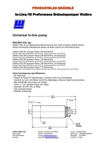 PRODUKTBLAD BRÃNSLE In-Line/Hi Preformens ... - Euro Equip AB