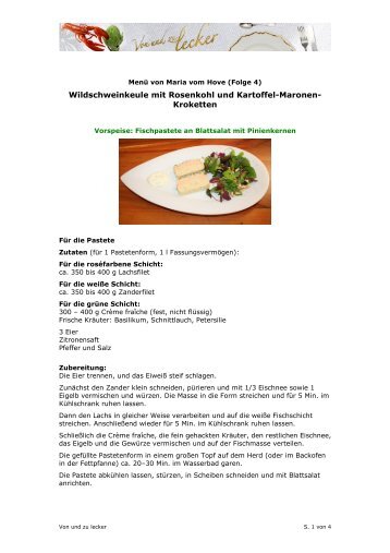 Wildschweinkeule mit Rosenkohl und Kartoffel-Maronen- Kroketten