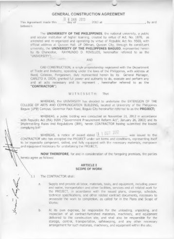 GENERAL CONSTRUCTION AGREEMENT - UP Baguio