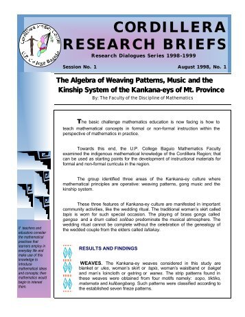 Research Brief Aug 1998-2 - Cordillera Studies Center