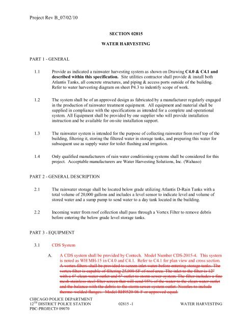 Revised Specifications - the Public Building Commission of Chicago