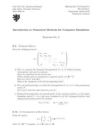 Sheet 3 - Numerische Analysis - Bergische UniversitÃ¤t Wuppertal