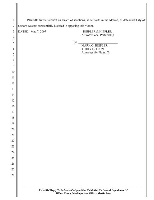 Plaintiffs' Reply To Defendant's Opposition To Motion To Compel ...