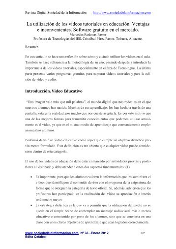 La utilizaciÃ³n de los videos tutoriales en educaciÃ³n.