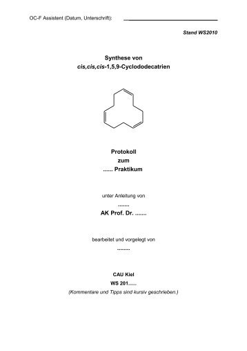 Musterprotokoll - Institut fÃ¼r Organische Chemie