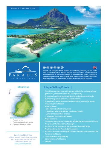 Unique Selling Points | Mauritius - Paradis Hotel & Golf Club